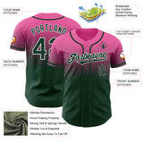 Custom Pink Green-White Authentic Fade Fashion Baseball Jersey