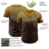 Custom Old Gold Brown-White Authentic Fade Fashion Baseball Jersey