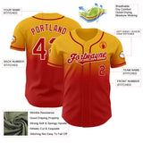 Custom Gold Red-White Authentic Fade Fashion Baseball Jersey