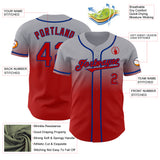 Custom Gray Red-Royal Authentic Fade Fashion Baseball Jersey