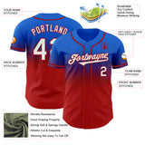 Custom Thunder Blue White-Red Authentic Fade Fashion Baseball Jersey