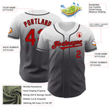 Custom White Red-Steel Gray Authentic Fade Fashion Baseball Jersey