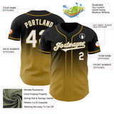 Custom Black White-Old Gold Authentic Fade Fashion Baseball Jersey