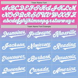 Custom Pink White-Light Blue Authentic Fade Fashion Baseball Jersey