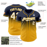 Custom Navy White-Gold Authentic Fade Fashion Baseball Jersey