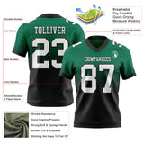 Custom Kelly Green White-Black Authentic Fade Fashion Football Jersey