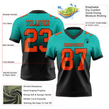Custom Aqua Orange-Black Authentic Fade Fashion Football Jersey