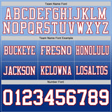 Custom Light Blue White Royal-Red Authentic Fade Fashion Football Jersey
