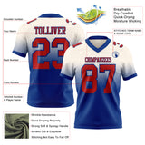 Custom Cream Red-Royal Authentic Fade Fashion Football Jersey