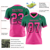Custom Kelly Green Pink-Black Authentic Fade Fashion Football Jersey