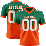 Custom Kelly Green White-Orange Authentic Fade Fashion Football Jersey