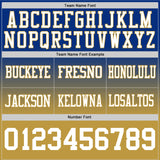 Custom Royal White-Old Gold Authentic Fade Fashion Football Jersey