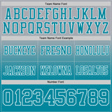 Custom Gray Teal-White Authentic Fade Fashion Football Jersey