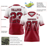 Custom White Cardinal-Black Authentic Fade Fashion Football Jersey