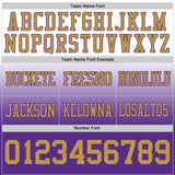 Custom White Old Gold-Purple Authentic Fade Fashion Football Jersey