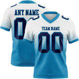 Custom White Navy-Panther Blue Authentic Fade Fashion Football Jersey