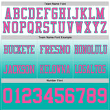 Custom White Pink-Aqua Authentic Fade Fashion Football Jersey
