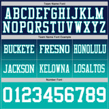 Custom Navy White-Aqua Authentic Fade Fashion Football Jersey