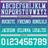 Custom Purple White-Aqua Authentic Fade Fashion Football Jersey