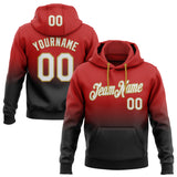 Custom Stitched Red White Black-Old Gold Fade Fashion Sports Pullover Sweatshirt Hoodie
