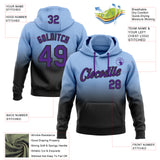 Custom Stitched Light Blue Purple-Black Fade Fashion Sports Pullover Sweatshirt Hoodie