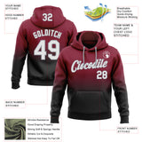 Custom Stitched Crimson White Black-Gray Fade Fashion Sports Pullover Sweatshirt Hoodie