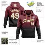 Custom Stitched Burgundy White Black-Old Gold Fade Fashion Sports Pullover Sweatshirt Hoodie