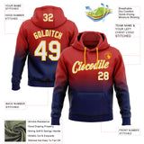 Custom Stitched Red White Navy-Gold Fade Fashion Sports Pullover Sweatshirt Hoodie