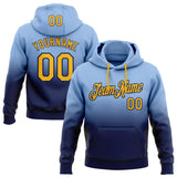 Custom Stitched Light Blue Gold-Navy Fade Fashion Sports Pullover Sweatshirt Hoodie