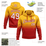 Custom Stitched Gold White-Red Fade Fashion Sports Pullover Sweatshirt Hoodie