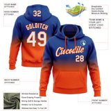 Custom Stitched Royal White-Orange Fade Fashion Sports Pullover Sweatshirt Hoodie