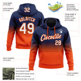 Custom Stitched Navy White-Orange Fade Fashion Sports Pullover Sweatshirt Hoodie