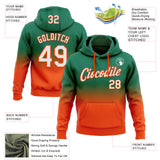 Custom Stitched Kelly Green White-Orange Fade Fashion Sports Pullover Sweatshirt Hoodie