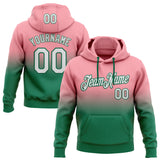 Custom Stitched Medium Pink White-Kelly Green Fade Fashion Sports Pullover Sweatshirt Hoodie