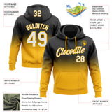 Custom Stitched Black White-Gold Fade Fashion Sports Pullover Sweatshirt Hoodie
