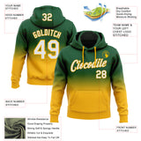 Custom Stitched Green White-Gold Fade Fashion Sports Pullover Sweatshirt Hoodie