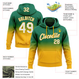 Custom Stitched Kelly Green White-Gold Fade Fashion Sports Pullover Sweatshirt Hoodie