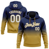 Custom Stitched Navy White-Old Gold Fade Fashion Sports Pullover Sweatshirt Hoodie