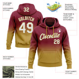 Custom Stitched Crimson White-Old Gold Fade Fashion Sports Pullover Sweatshirt Hoodie