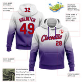Custom Stitched White Red-Purple Fade Fashion Sports Pullover Sweatshirt Hoodie