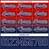 Custom Red Navy-White Fade Fashion Hockey Lace Neck Jersey