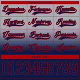 Custom Gray Navy-Red Fade Fashion Hockey Lace Neck Jersey