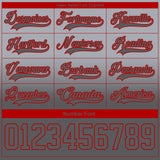 Custom Gray Steel Gray-Red Fade Fashion Hockey Lace Neck Jersey