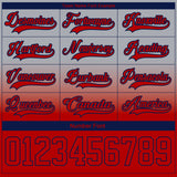 Custom Gray Red-Navy Fade Fashion Hockey Lace Neck Jersey