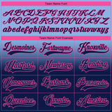 Custom Light Blue Navy-Pink Fade Fashion Hockey Lace Neck Jersey