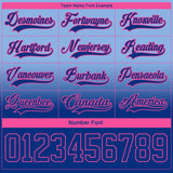 Custom Light Blue Royal-Pink Fade Fashion Hockey Lace Neck Jersey
