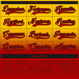 Custom Yellow Red-Black Fade Fashion Hockey Lace Neck Jersey