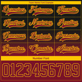 Custom Black Crimson-Yellow Fade Fashion Hockey Lace Neck Jersey