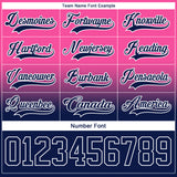 Custom Pink Navy-White Fade Fashion Hockey Lace Neck Jersey