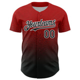 Custom Red Black-White Fade Fashion Speckle Authentic Baseball Jersey